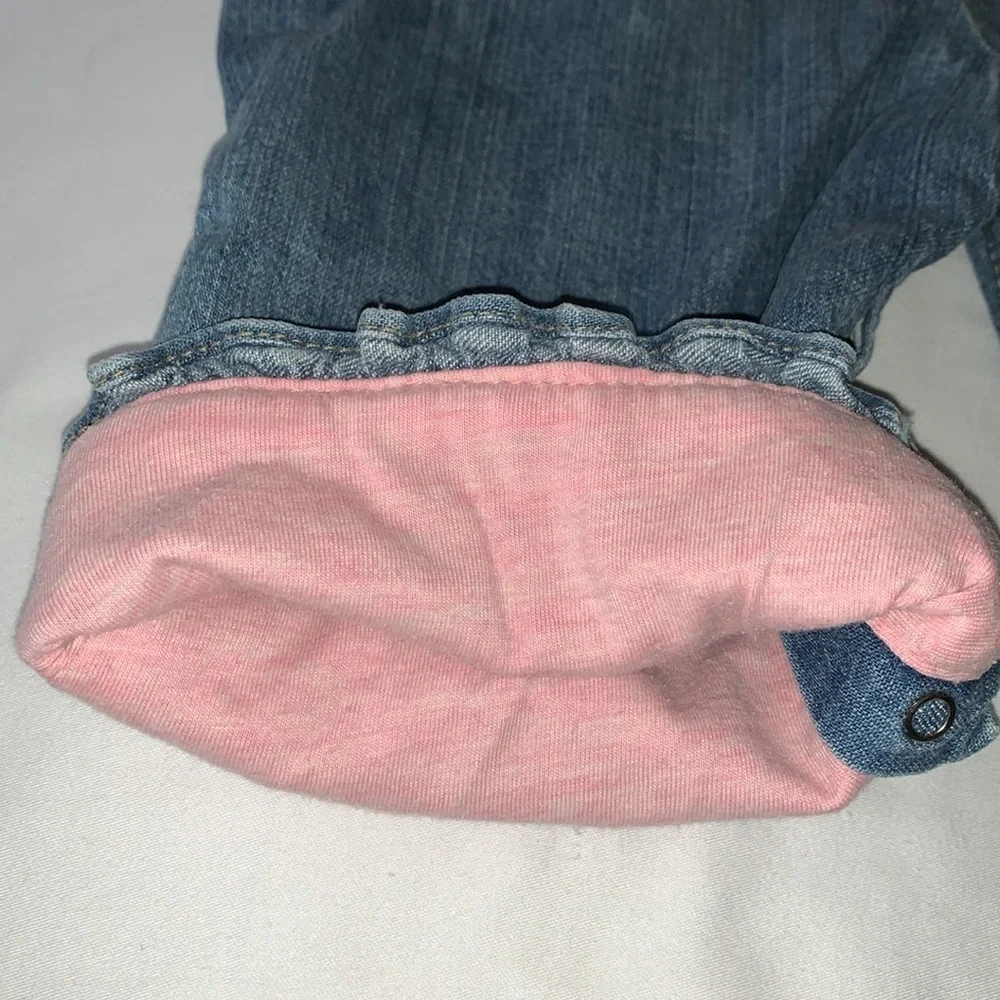 Gently Loved Lined Ruffled Embroidered Overalls by Baby Gap..